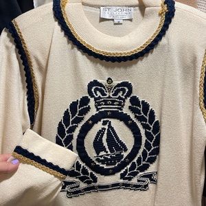 St. John Collection by Marie Gray - medium cream sailboat sweater